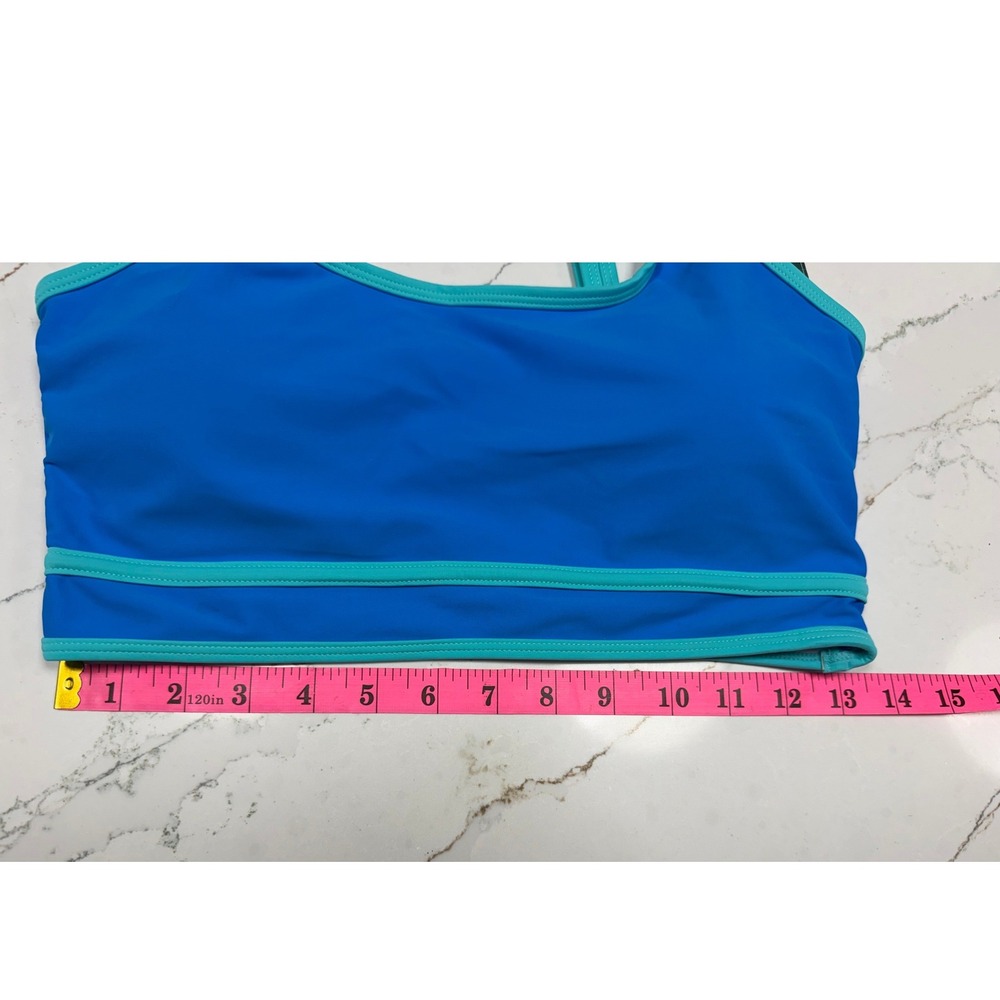 BMJL Women Blue Teal Colorblock High Waisted Bikini Set Sporty Two Piece NWT - Picture 4 of 10
